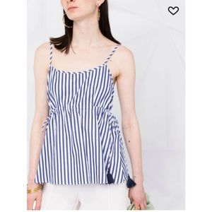 P.A.R.O.S.H Cassis Striped Peplum Top Size Medium